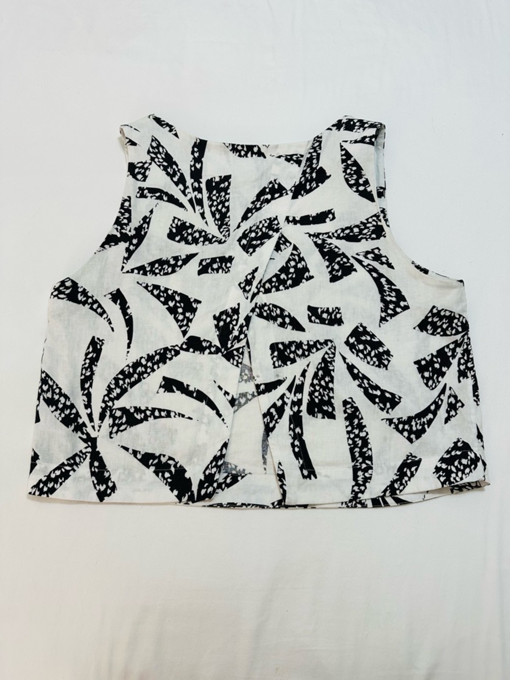 VELVET HEART LOS ANGELES LINEN OPEN BACK BLOUSE TANK TOP BLACK WHITE PRINT XL - Picture 5 of 8
